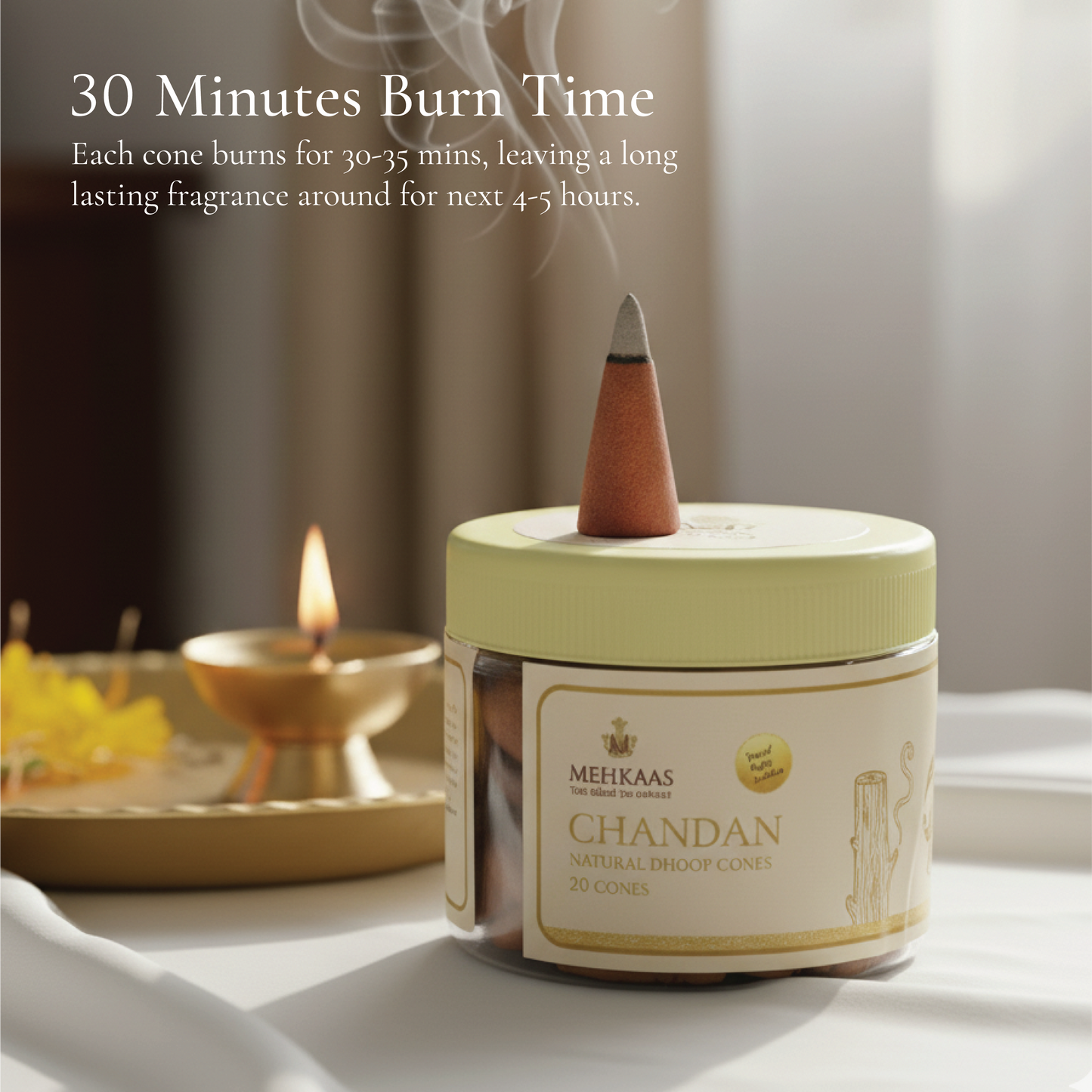 Pure Chandan Sandalwood Dhoop Cones (चंदन)