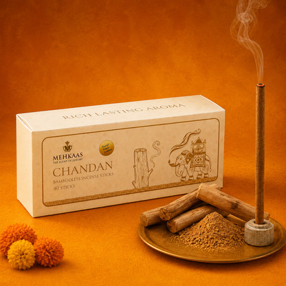 Sandalwood (Chandan) Bambooless Incense Sticks Pack of 40