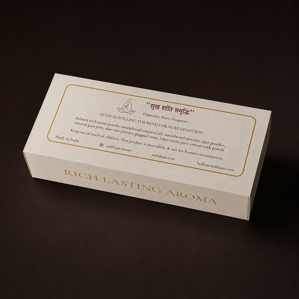 Sandalwood (Chandan) Bambooless Incense Sticks Pack of 40