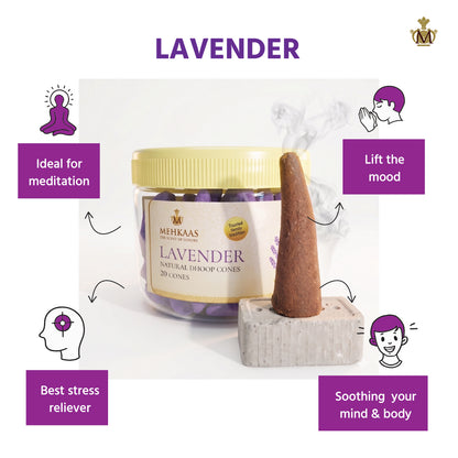Pure Lavender Dhoop cones (लैवेंडर) Pack of 20