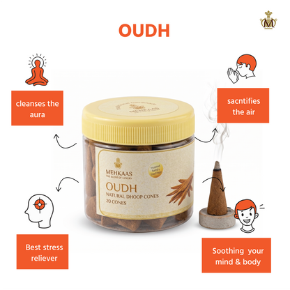 Pure Oudh Dhoop cones Pack of 20