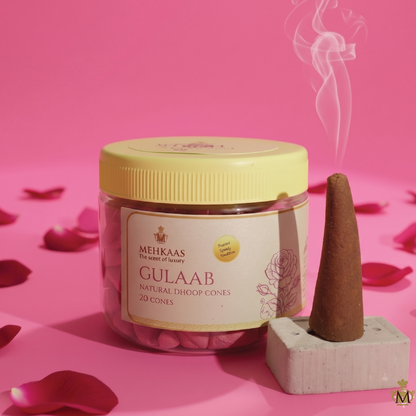 Pure Rose Gulaab Dhoop cones (गुलाब) Pack of 20